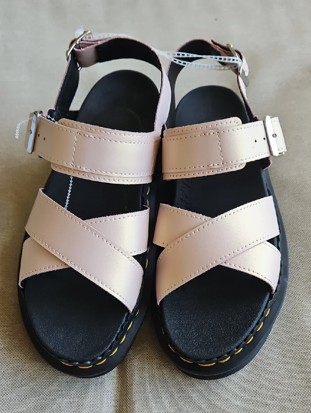 Sz 7- Dr Martins Voss II Chunky Sandals In Opalescent Powder Pink/ Gold - Picture 5 of 9